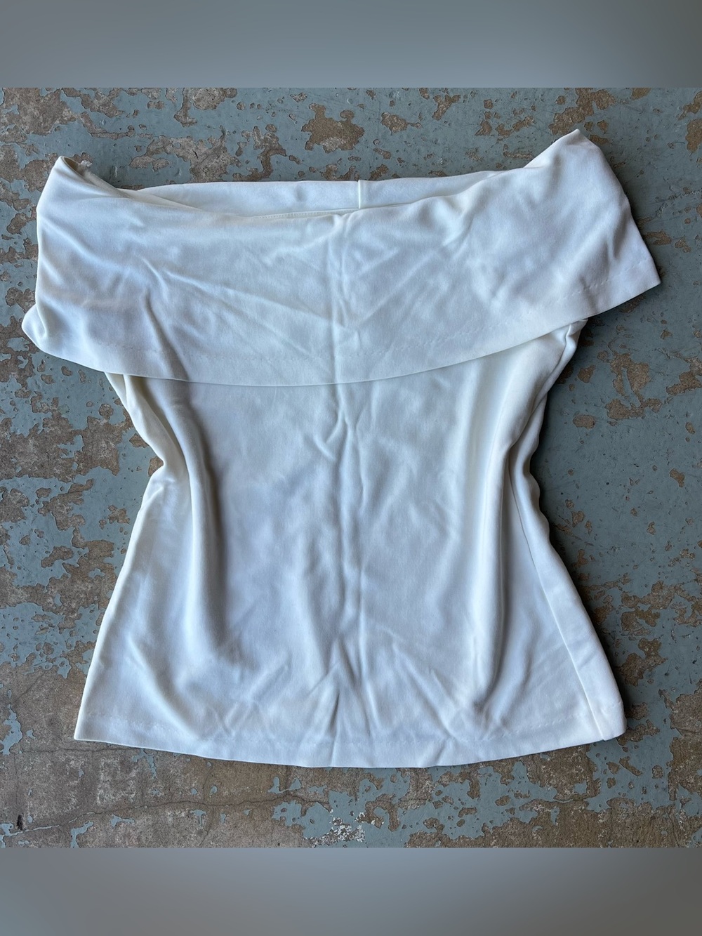 ANTONIO MELANI Off-Shoulder White Foldover Camisole